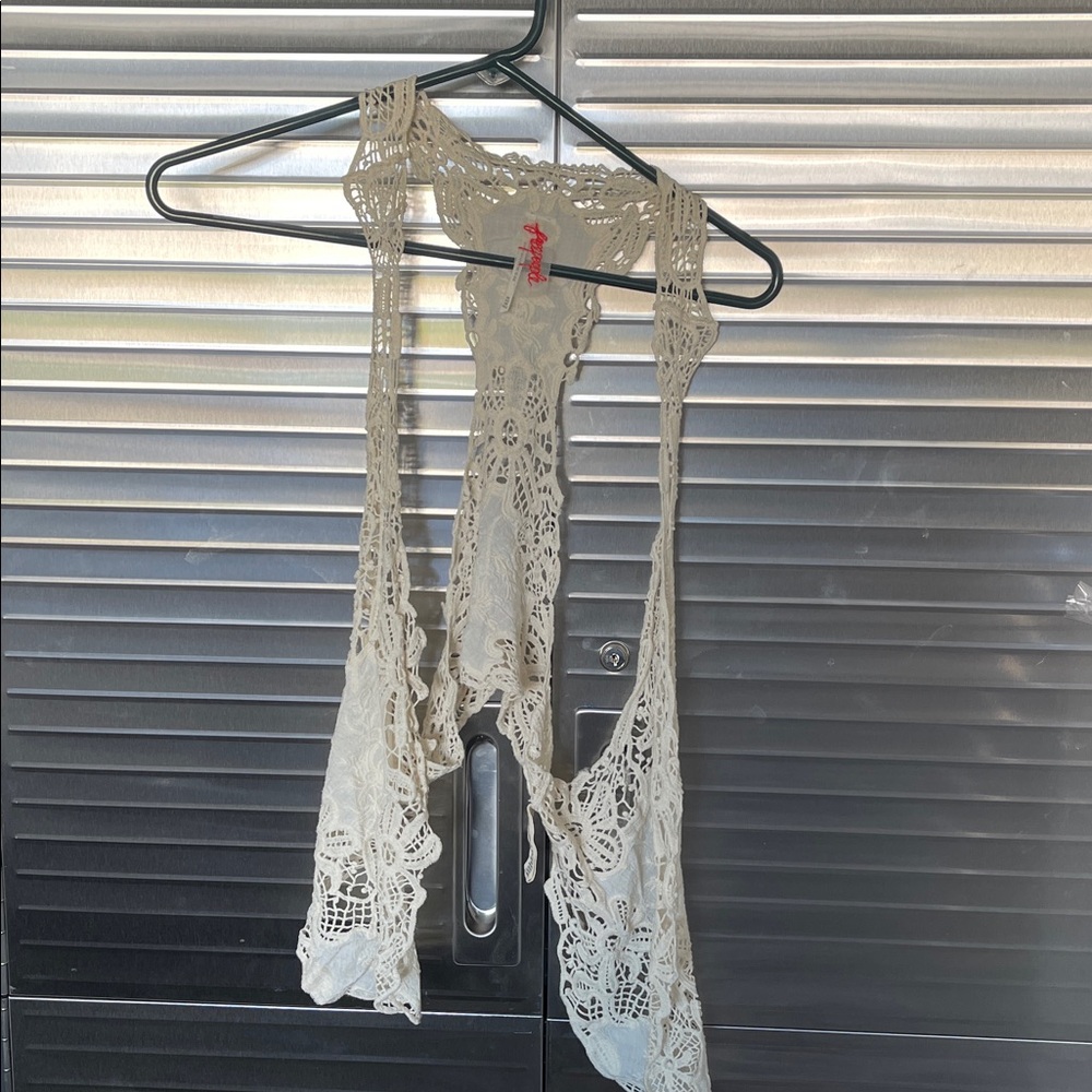 FreePeople Cream Lace Crochet Topper